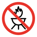 No barbecue with fire sign icon