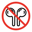No earbuds allowed sign icon