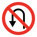 No u turn road sign icon