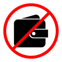 No wallet sign icon