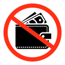 No wallet sign icon