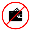 No wallet sign icon