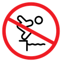 Not jump in pool sign icon