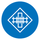 Railroad crossing sign icon