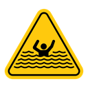 Risk of drowning warning sign icon