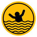 Risk of drowning warning sign icon