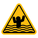 Risk of drowning warning sign icon