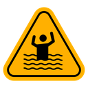 Risk of drowning warning sign icon