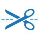 Scissors with cut lines icon
