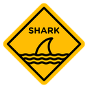 Shark warning sign icon