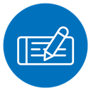 Signing cheque icon