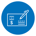 Signing cheque icon