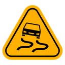 Slippery road sign icon