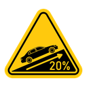 Steep slope ahead sign icon