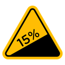 Steep slope ahead sign icon