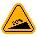 Steep slope ahead sign icon
