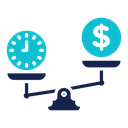 Time and money compare scale icon