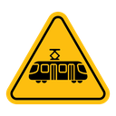 Tramway caution traffic sign icon