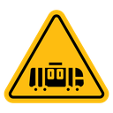 Tramway caution traffic sign icon