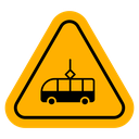 Tramway caution traffic sign Color Filled icon