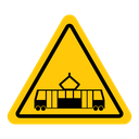 Tramway caution traffic sign icon