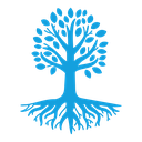 Tree with roots and leaves icon
