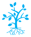 Tree with roots and leaves icon