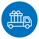 Truck carrying gift box icon