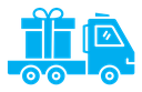 Truck carrying gift box icon