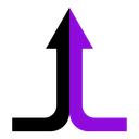 Two arrows merging into one icon