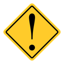 Warning sign with exclamation point icon