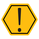 Warning sign with exclamation point icon