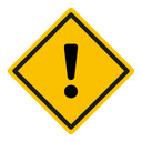 Warning sign with exclamation point icon