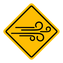 Wind warning sign icon