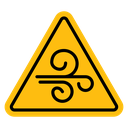 Wind warning sign icon