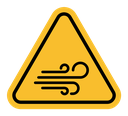 Wind warning sign icon