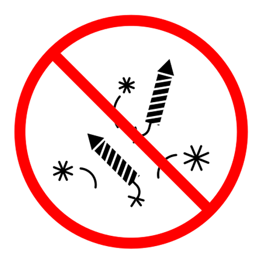 Ban on fireworks sign color filled icon