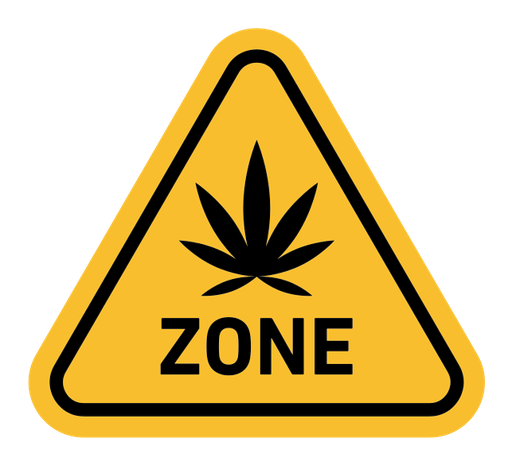 Cannabis zone traffic sign color filled icon
