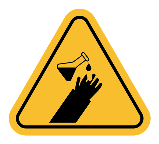 Chemical burns hazard sign color filled icon