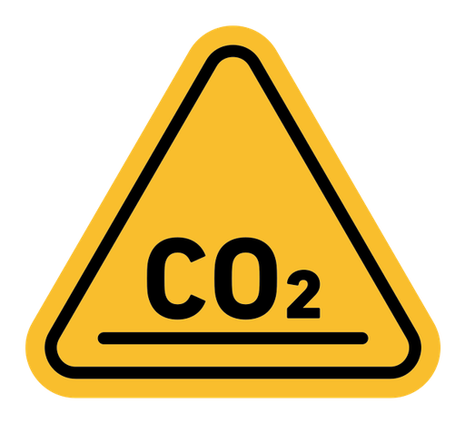 CO2 warning sign color filled icon