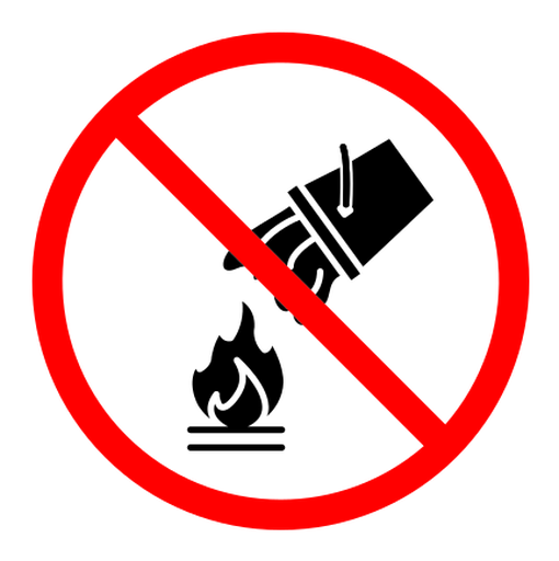 Do not extinguish with water sign color filled icon