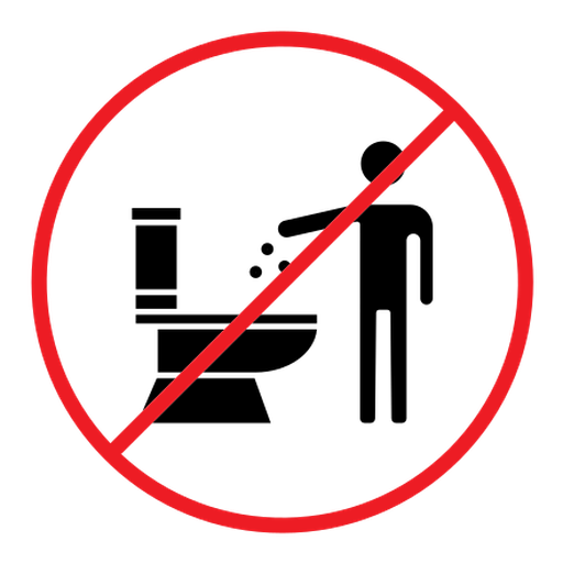 Do not litter in toilet sign color filled icon