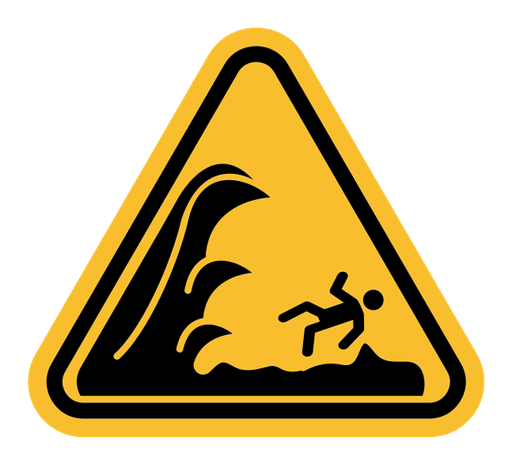 High sea waves warning sign color filled icon