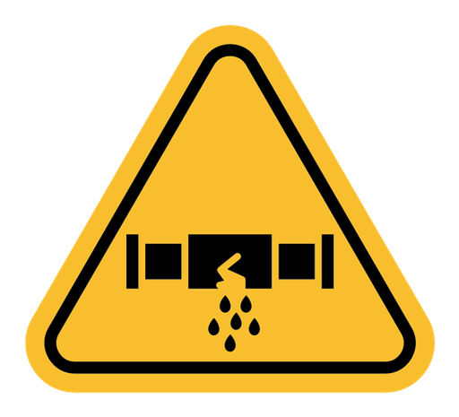 Caution safety leak of water or chemical material sign color filled icon
