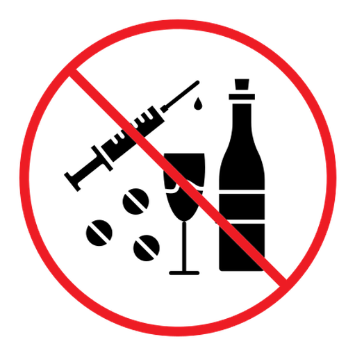 No drugs or alcohol sign color filled icon