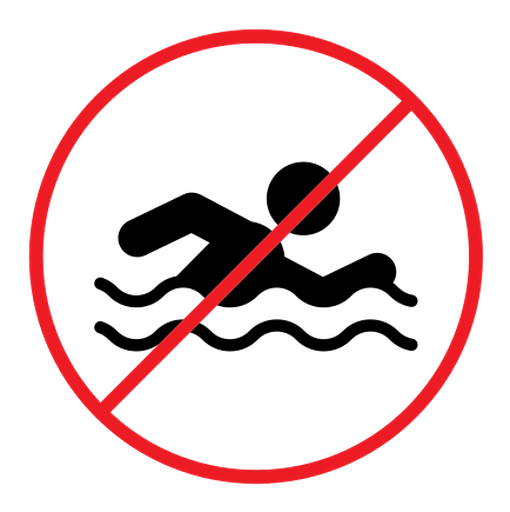 No swimming sign (2) color filled icon