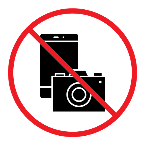 Photo and phone forbidden sign color filled icon