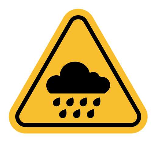 Rain warning sign color filled icon