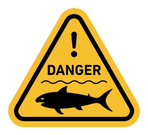 Shark warning sign color filled icon