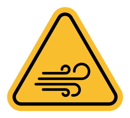 Wind warning sign color filled icon